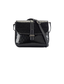 Monogram Crossbody Satchel, Patent, Black, 3*